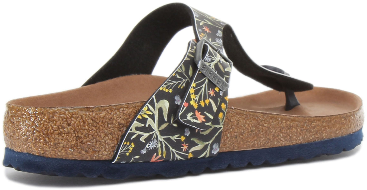 Birkenstock Women's Gizeh Sandal, Watercolor Flower Navy Veg, 7.5 UK