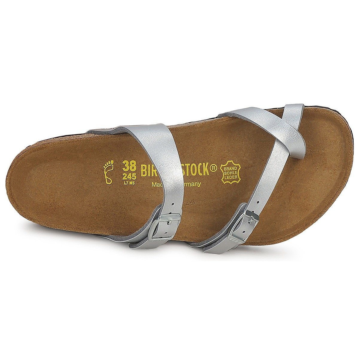 Birkenstock Womens Mayari Birko-Flor Flip Flop Summer Sandals - Silver - 6-6.5