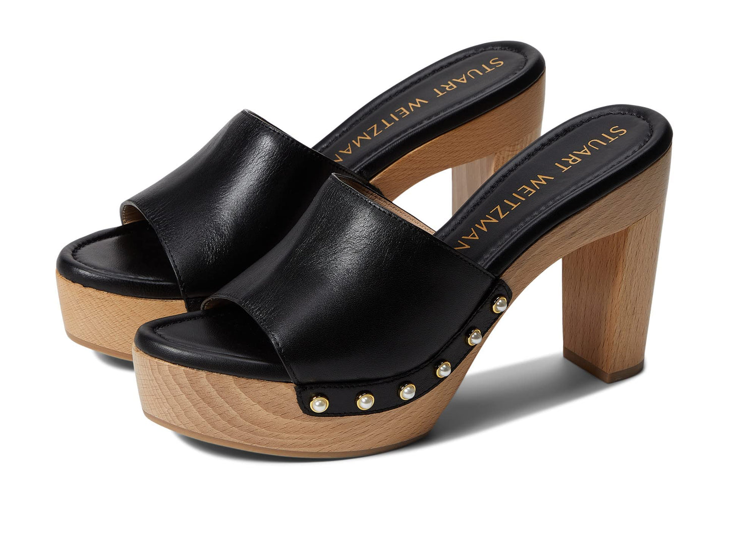 Stuart Weitzman Pearl Clog 85 Sandal Black 7 B