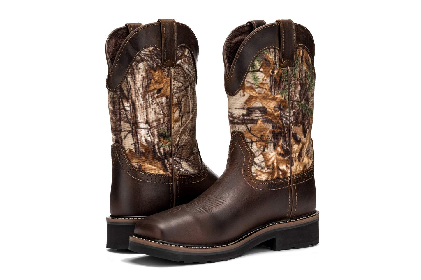 Golden Fox 11" Waterproof Square Toe Composite Toe Pull-On Western Work Boot Lightweight Outsole Industrial (11 D)