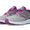 Saucony Cohesion 14 Lace to Toe Running Shoe, Grey/Magenta/Turq, 1.5 US Unisex Big Kid