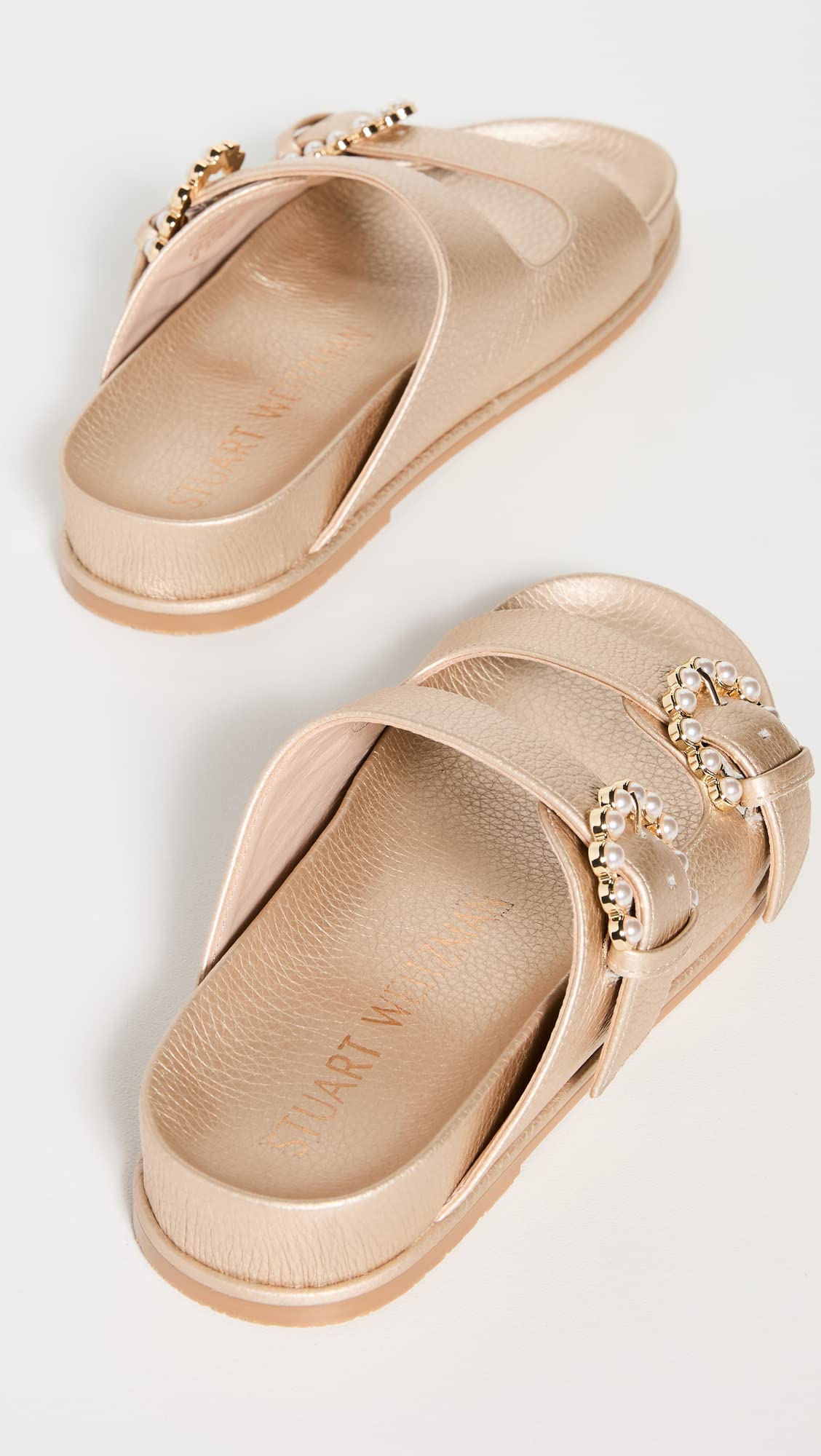 Stuart Weitzman Womens Piper Slide Sandal Platino 9.5 B