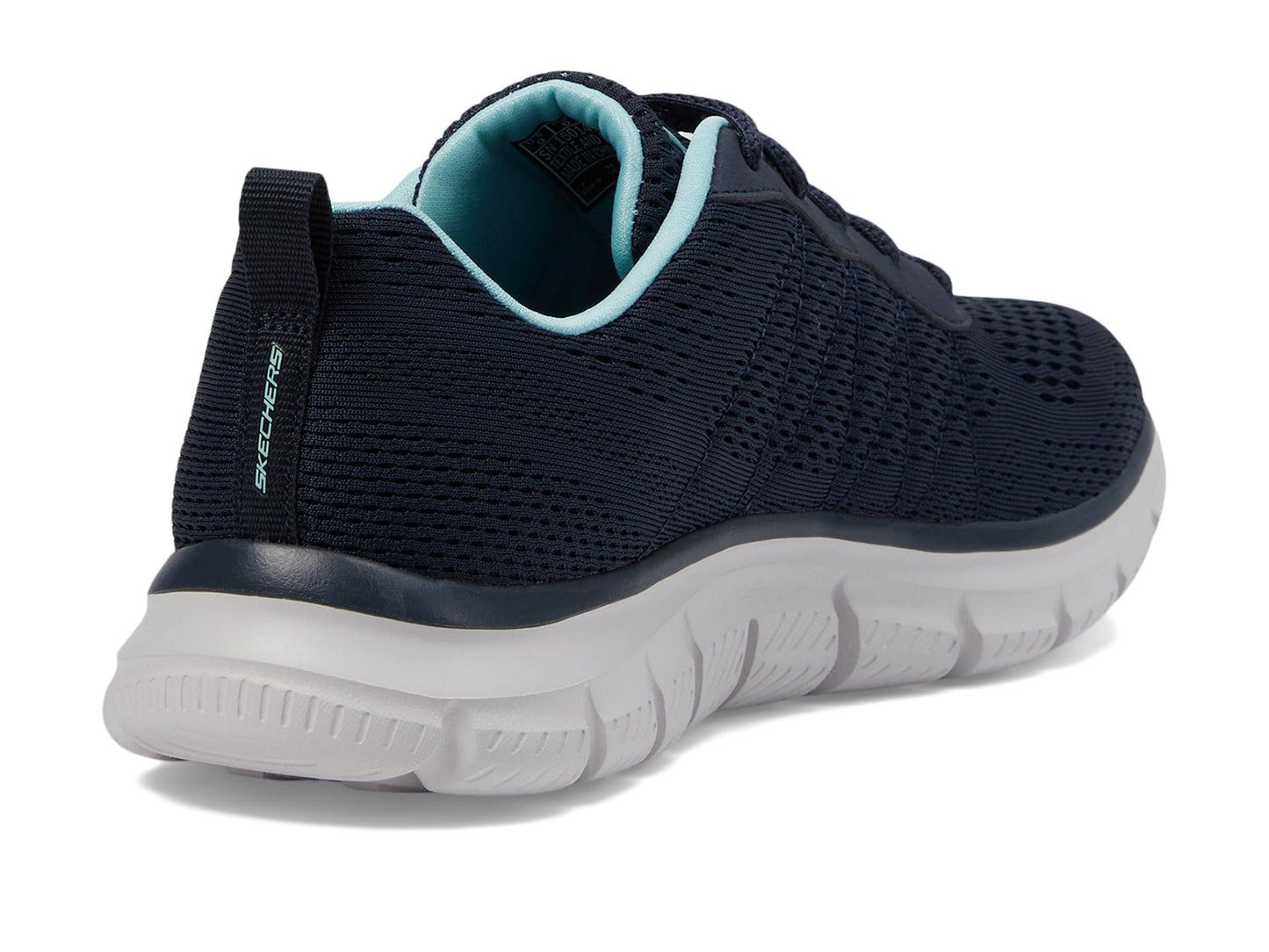 SKECHERS Women's Track New Staple Sneaker, Navy Aqua, 9.5