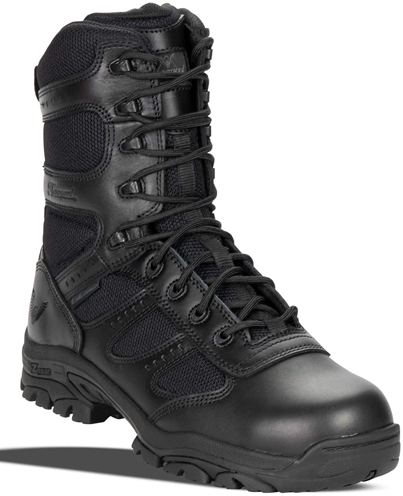 Thorogood Unisex Deuce 8" Waterproof Side-Zip Black Tactical Boots with Composite Safety Toe, Full-Grain Leather, and Slip-Resistant Outsole, BBP Rated, Black - 8.5 M