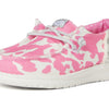 HEYDUDE Girl's Wendy Funk Y Cowgirl Bling Pink Cow/Silver Size 4 | Youth's Shoes | Youth Slip-on Loafers | Comfortable & Light-Weight