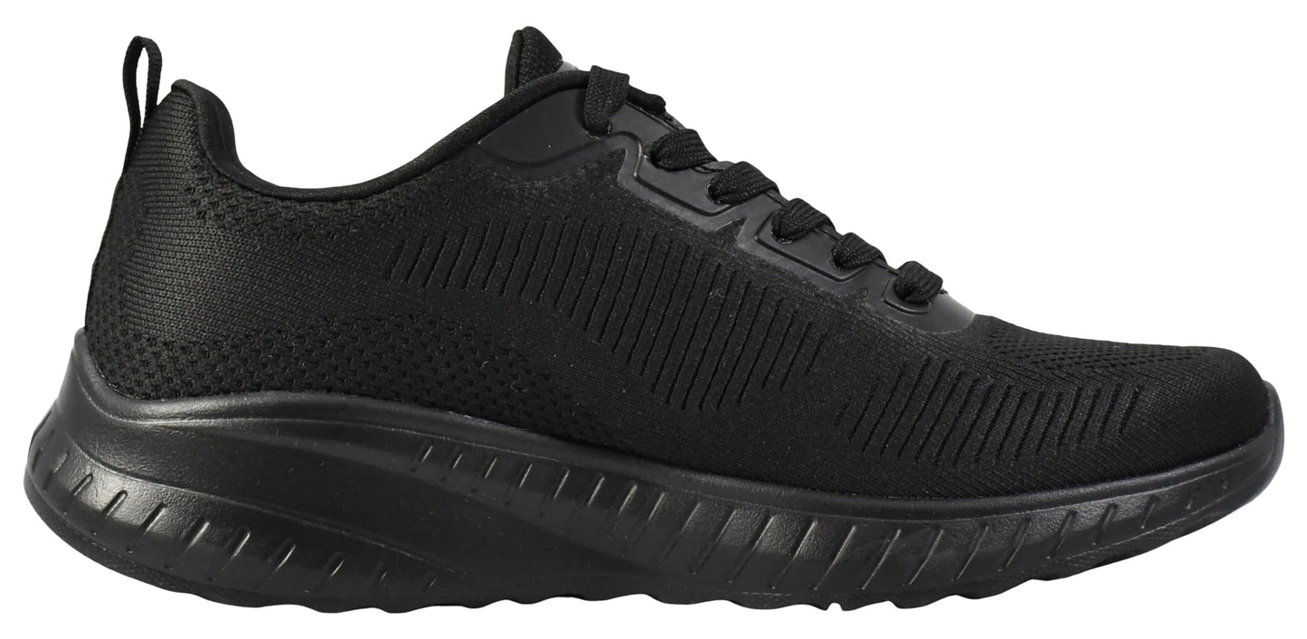 Skechers Women's Bobs Squad Chaos – Face Off Sneaker, Black/Black, 9.5
