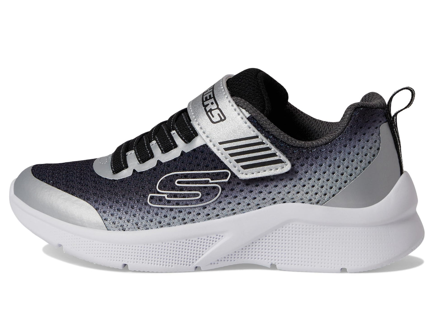 Skechers Kids Boys Microspec - Zorva Sneaker, Black/Silver, 4.5 Big Kid
