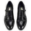 Lethato Handcrafted Men's Captoe Double Monk Strap Genuine Leather Modern Classic Dress Shoes- Black