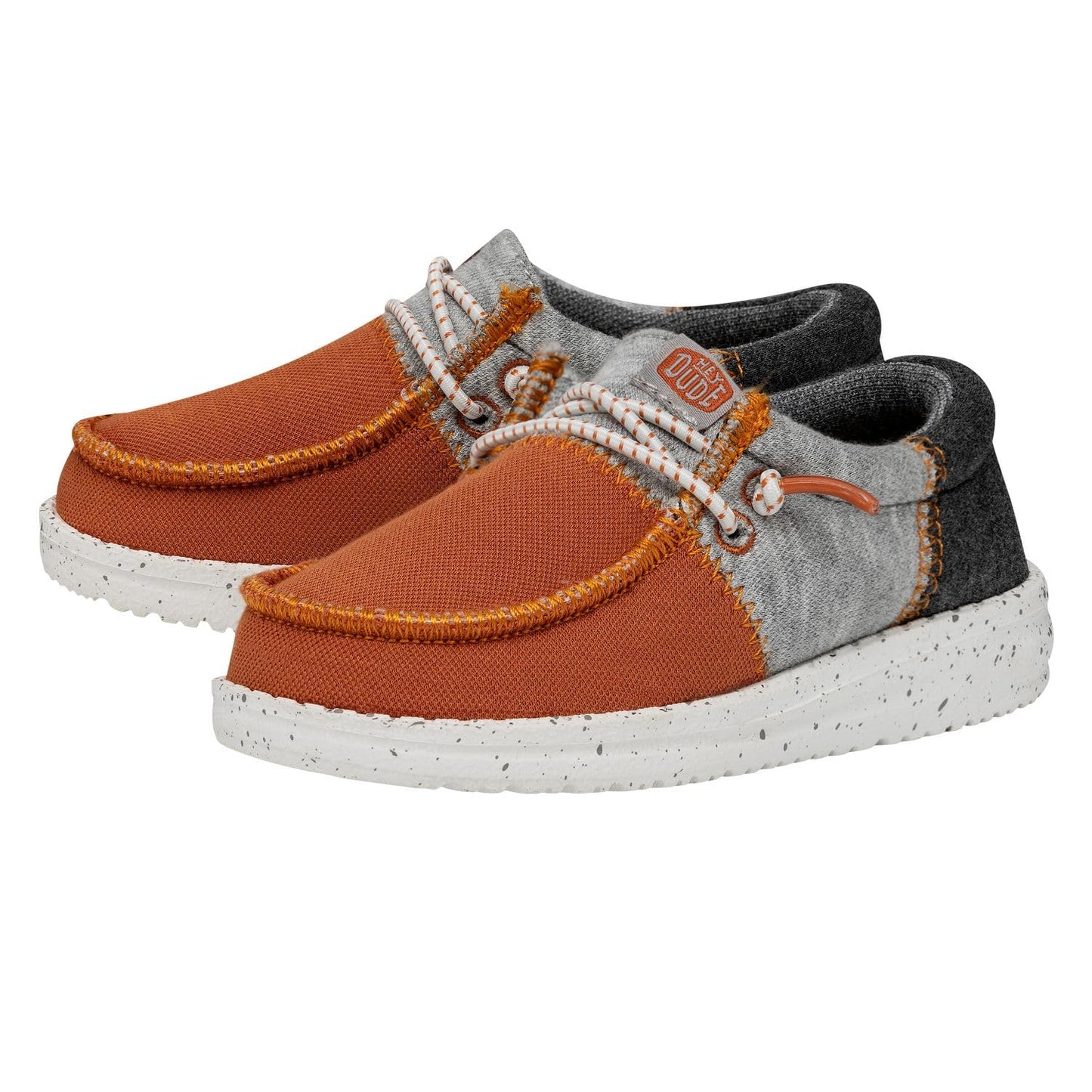 HEYDUDE Wally Youth Tri Varsity Orange Size J3 | Boy's Shoes | Boy's Slip On Loafers | Comfortable & Light-Weight