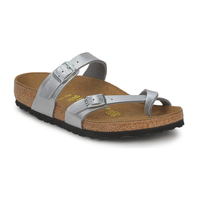 Birkenstock Women's Flip Flops, Silver Birko-Flor&Trade, 9, Silver Birko-flor™