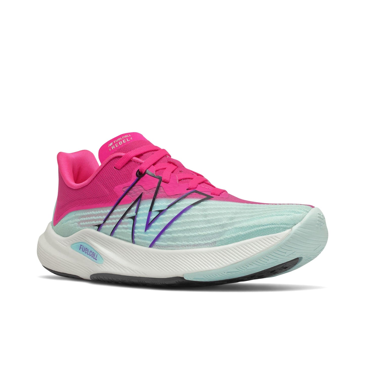 New Balance Women's FuelCell Rebel v2 Running Shoes, Pale Blue Chill/Pink Glo (Pale Blue CHILL/Pink GLO, 6 Wide