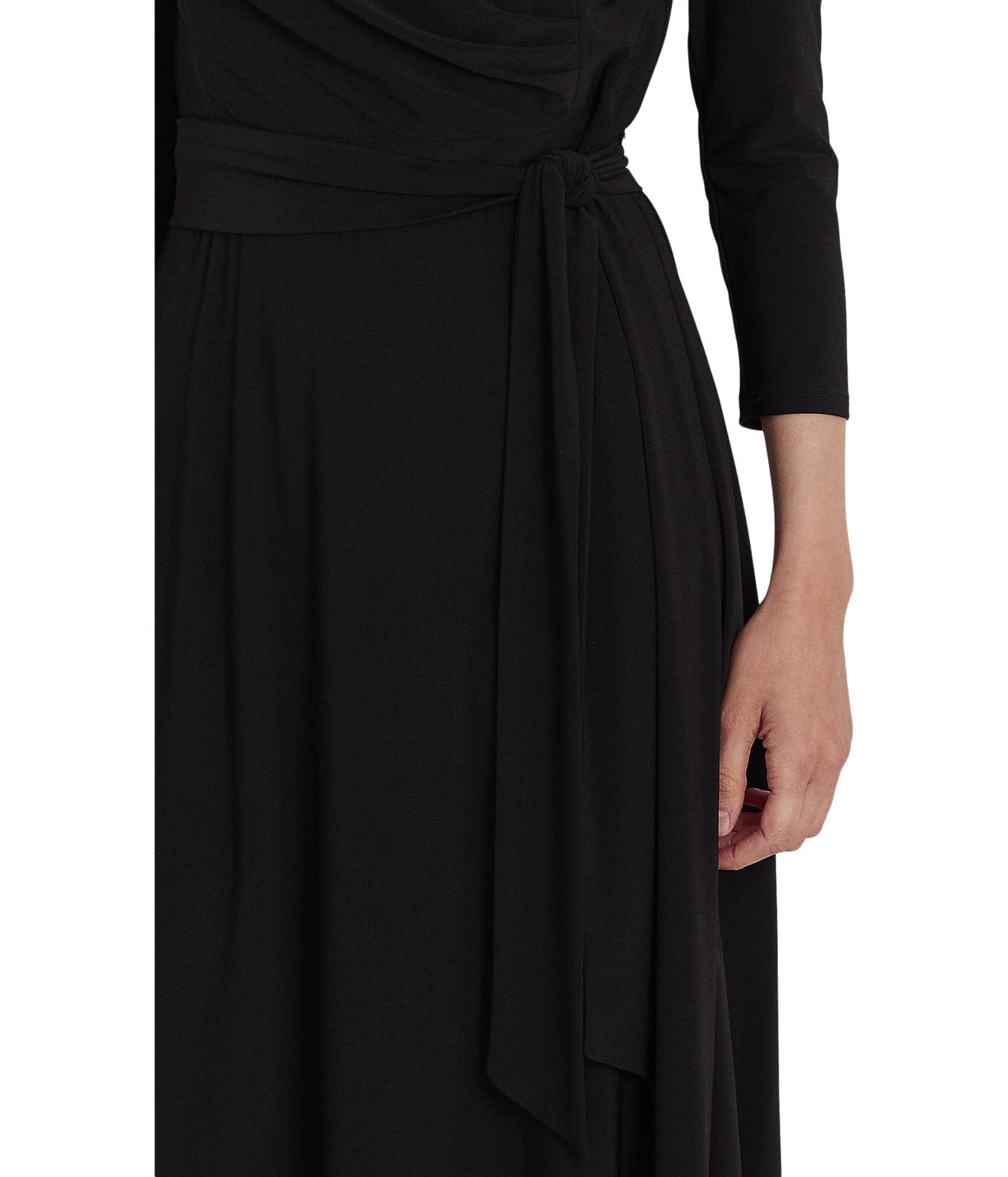 Lauren Ralph Lauren Womens Carlyna Surplice V-Neck Midi Dress Black 6