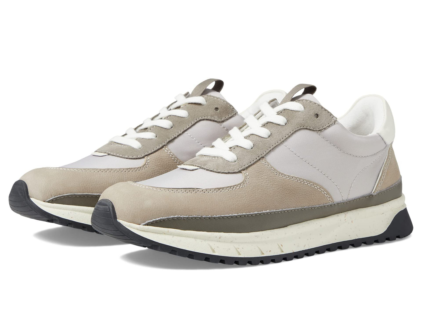 Madewell Kickoff Trainer Sneakers in Leather and (Re) sourced Nylon Stone Multi/Grey Neutral 7.5 M