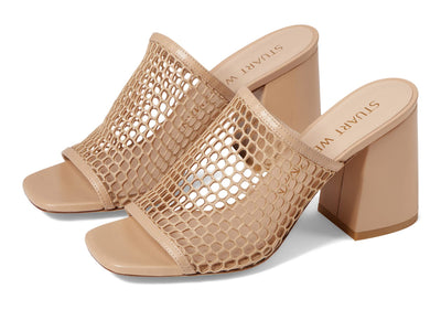 Stuart Weitzman Cayman 85 Block Slide Natural/Adobe 9 B