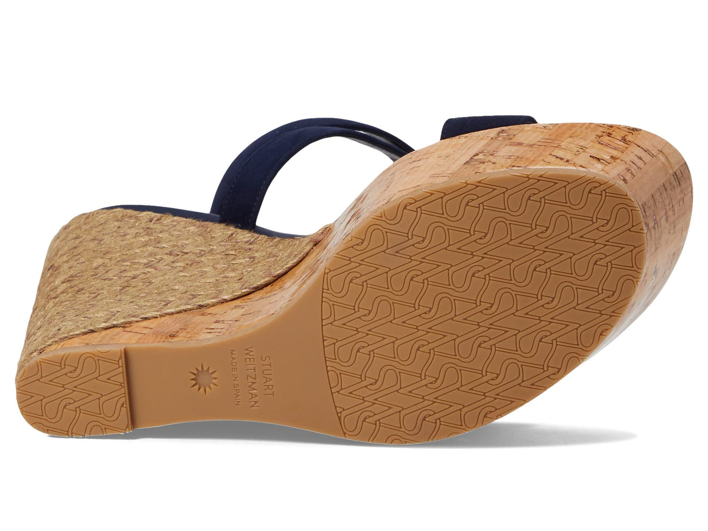 Stuart Weitzman 5050 Wedge Sandal Nice Blue/Natural 8 B