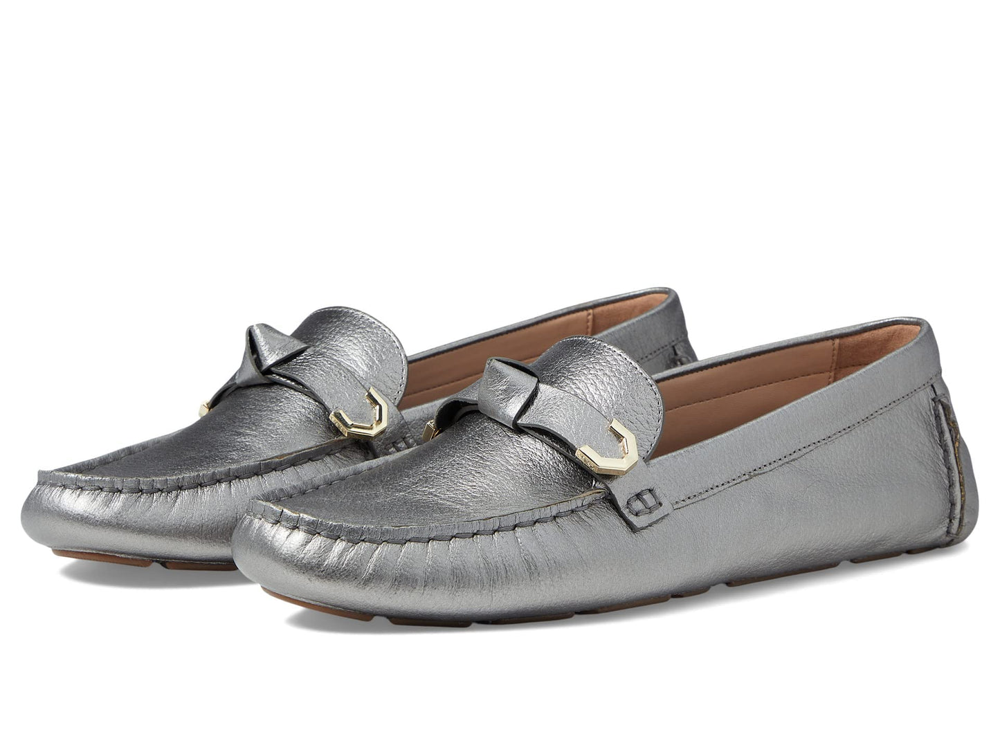 Cole Haan Evelyn Bow Driver Pewter Metallic 11 B (M)