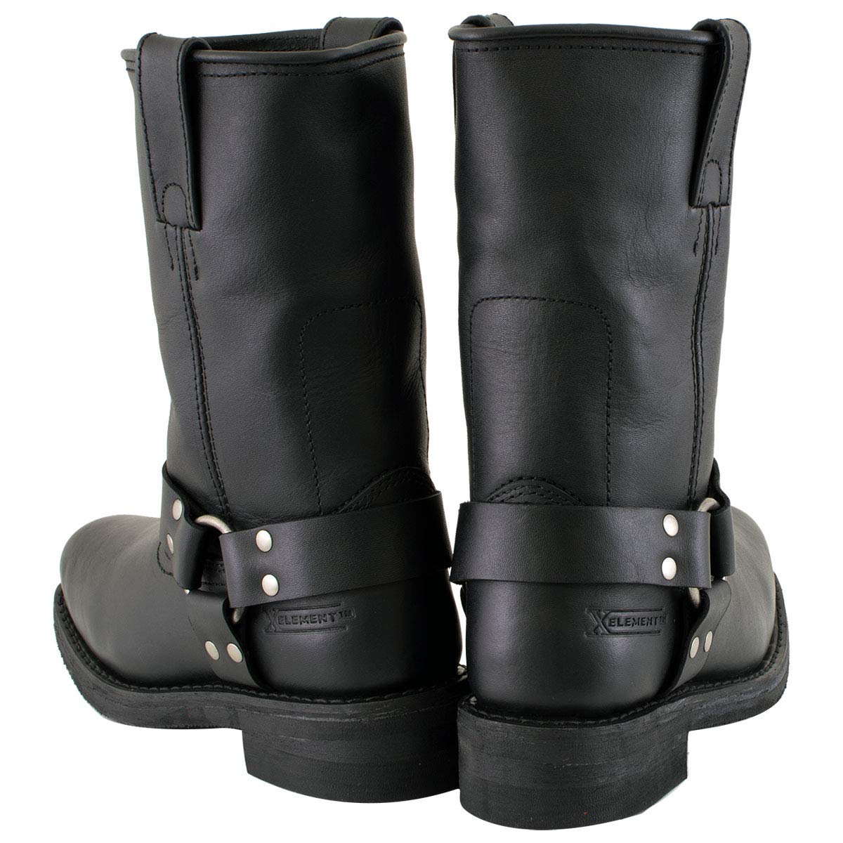 Xelement 2442 Women's Black Classic Full Grain Leather Harness Motorcycle Rider Boots - 6