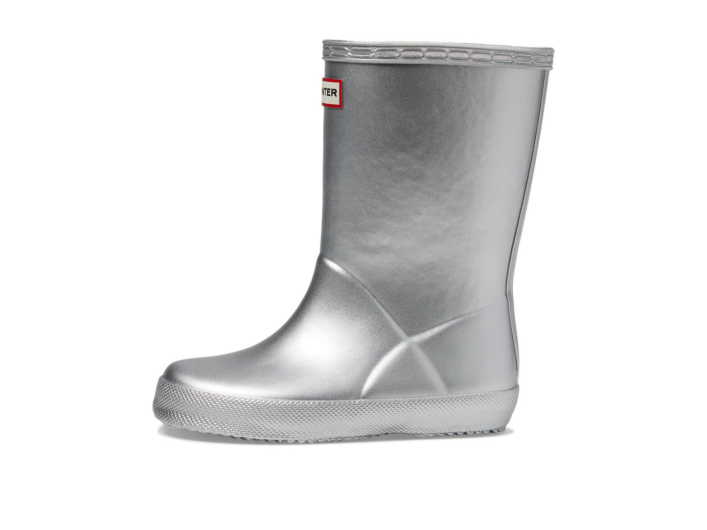 Hunter Little Kids Original First Classic Metal Rain Boot, Silver, 6