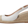 Cole Haan Cloudfeel Espadrille Wedge Slingback 80 mm White Leather Natural Linen 7.5 B (M)