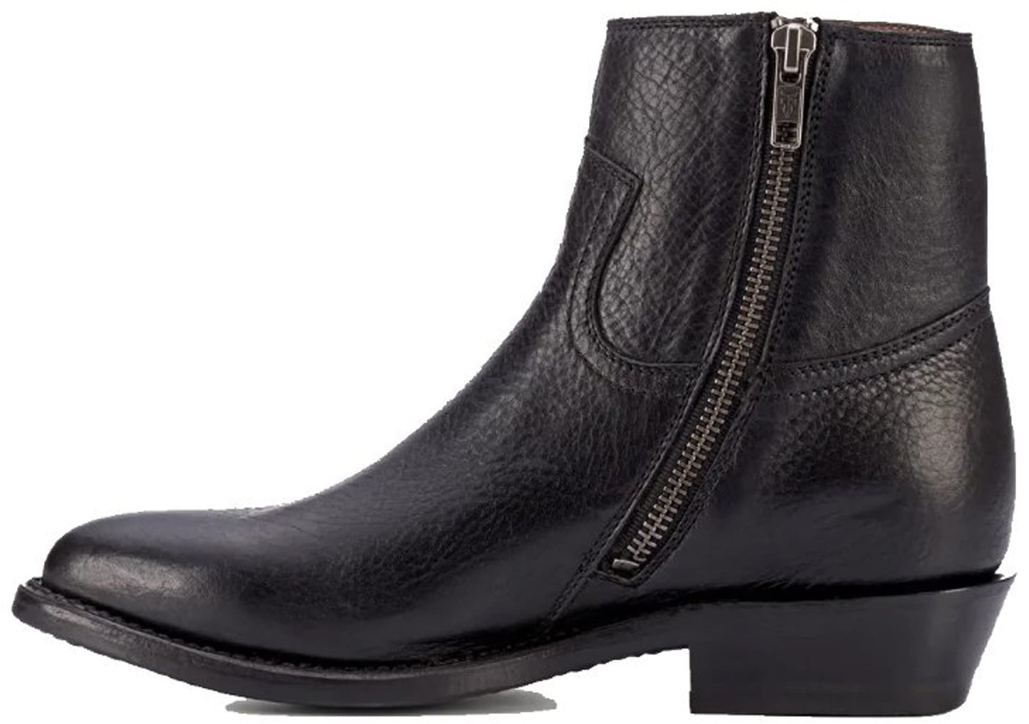 Frye Billy Inside Zip Booties for Women Crafted from Antiqued Pull-Up Leather with Wellington Stitchwork and Piping, Brass Hardware, and Inside Zipper – 5 ¾” Shaft Height, Black - 6M