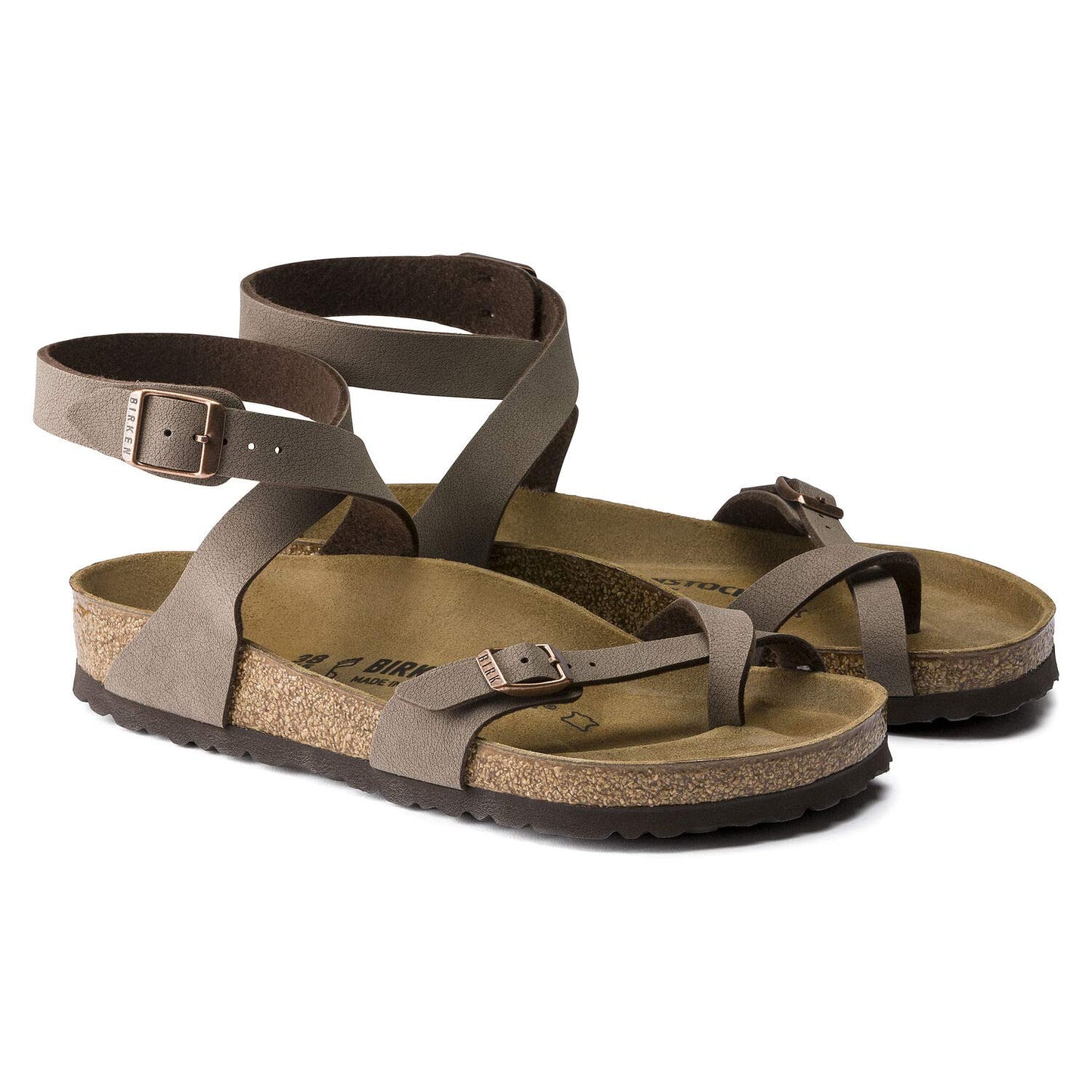 Women's Birkibuc Yara Leather Sandal in Mocha by Birkenstock