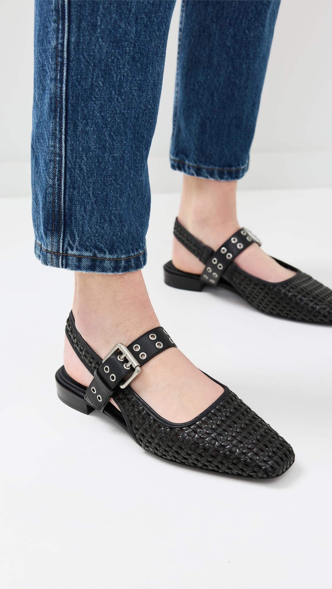 rag & bone Women's Astra Slingback Flats, Black, 6 Medium US