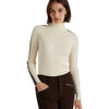 Lauren Ralph Lauren Faux-Leather-Trim Turtleneck Sweater Mascarpone Cream/Chocolate LG