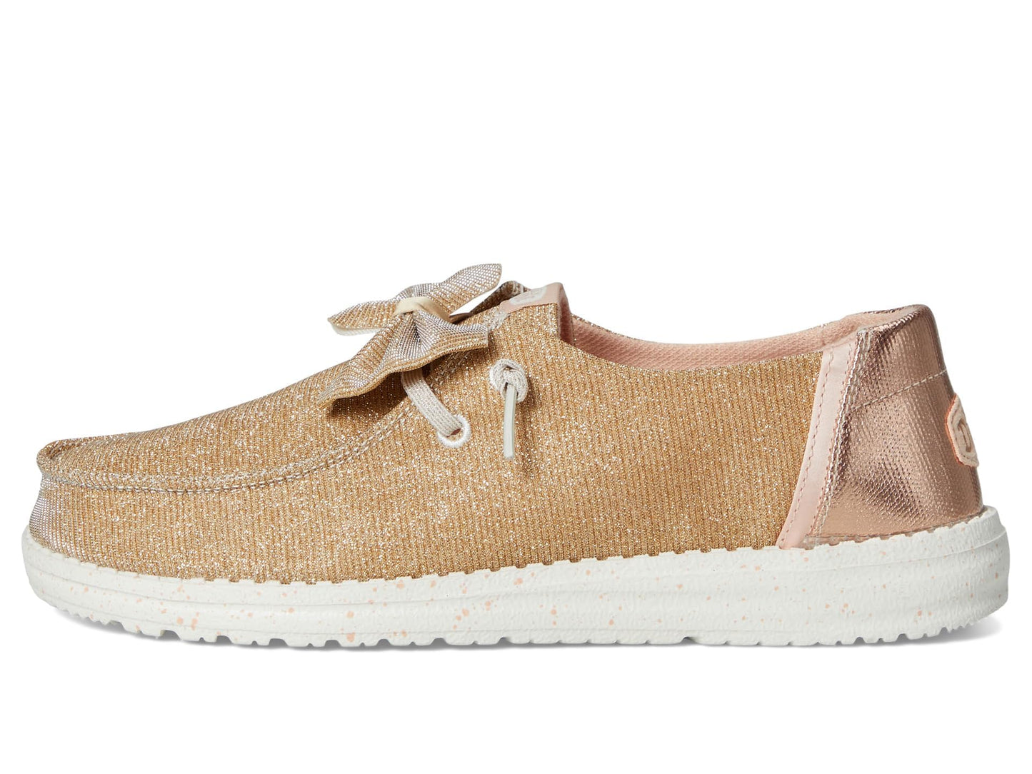 HEYDUDE Womens Wendy Sparkle Bow Rose Gold 7 Medium