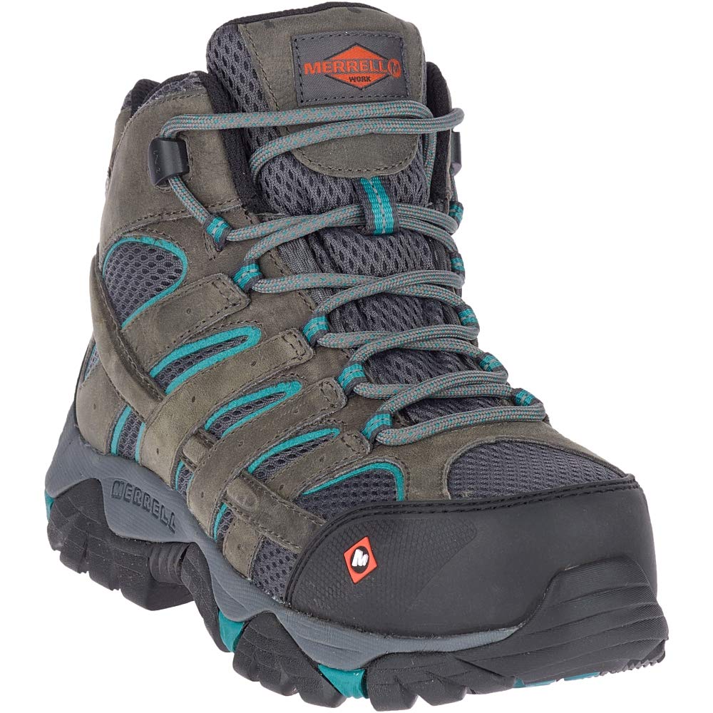 Merrell Women's Moab Vertex Mid Waterproof Composite Toe Construction Boot, Pewter, 9.5