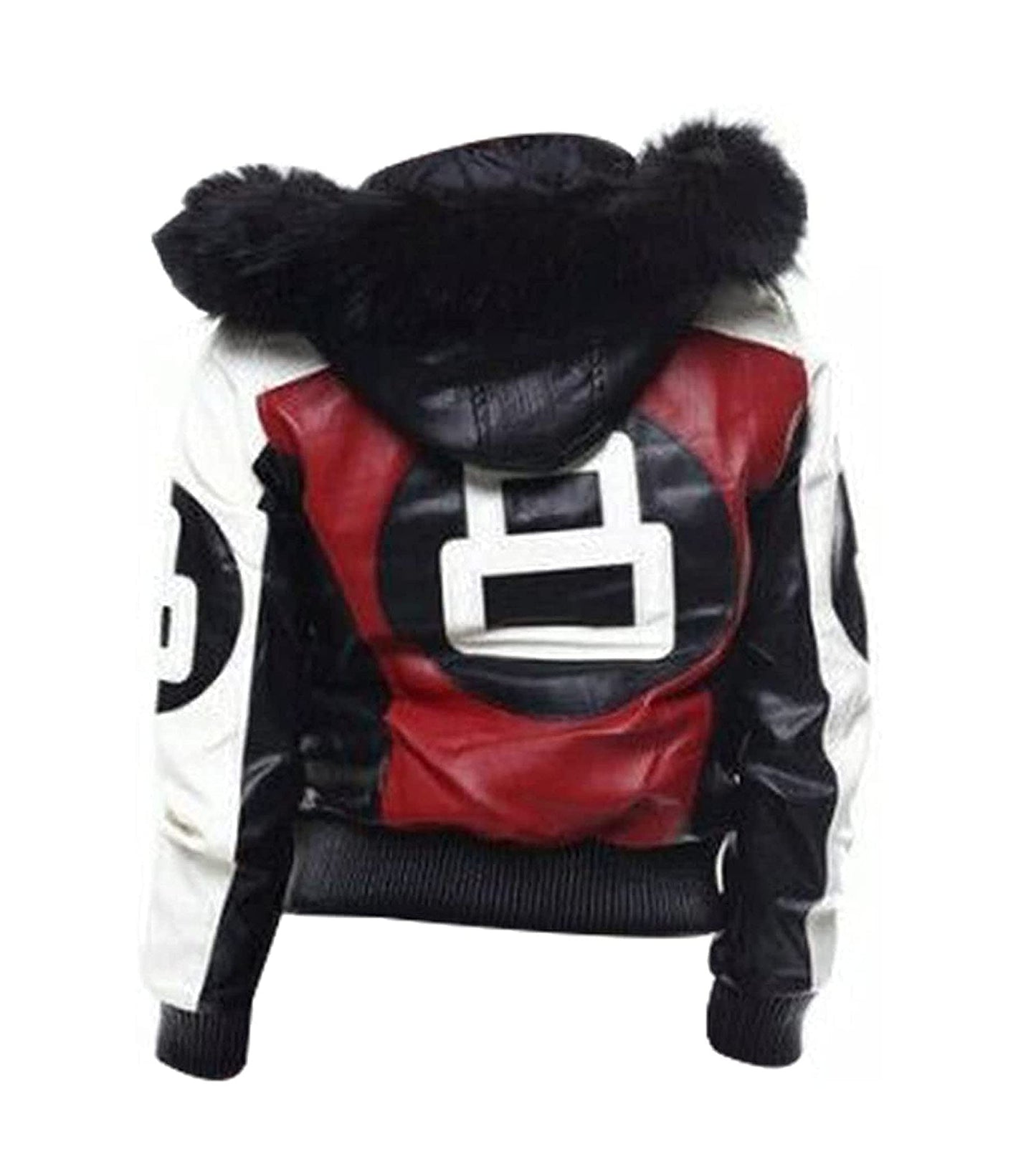 III-Fashions Womens Eight 8 Ball Letterman Bomber Varsity Baseball Fur Hooded Multicolor Geniune Leather Jacket, Multi, 5X-Large