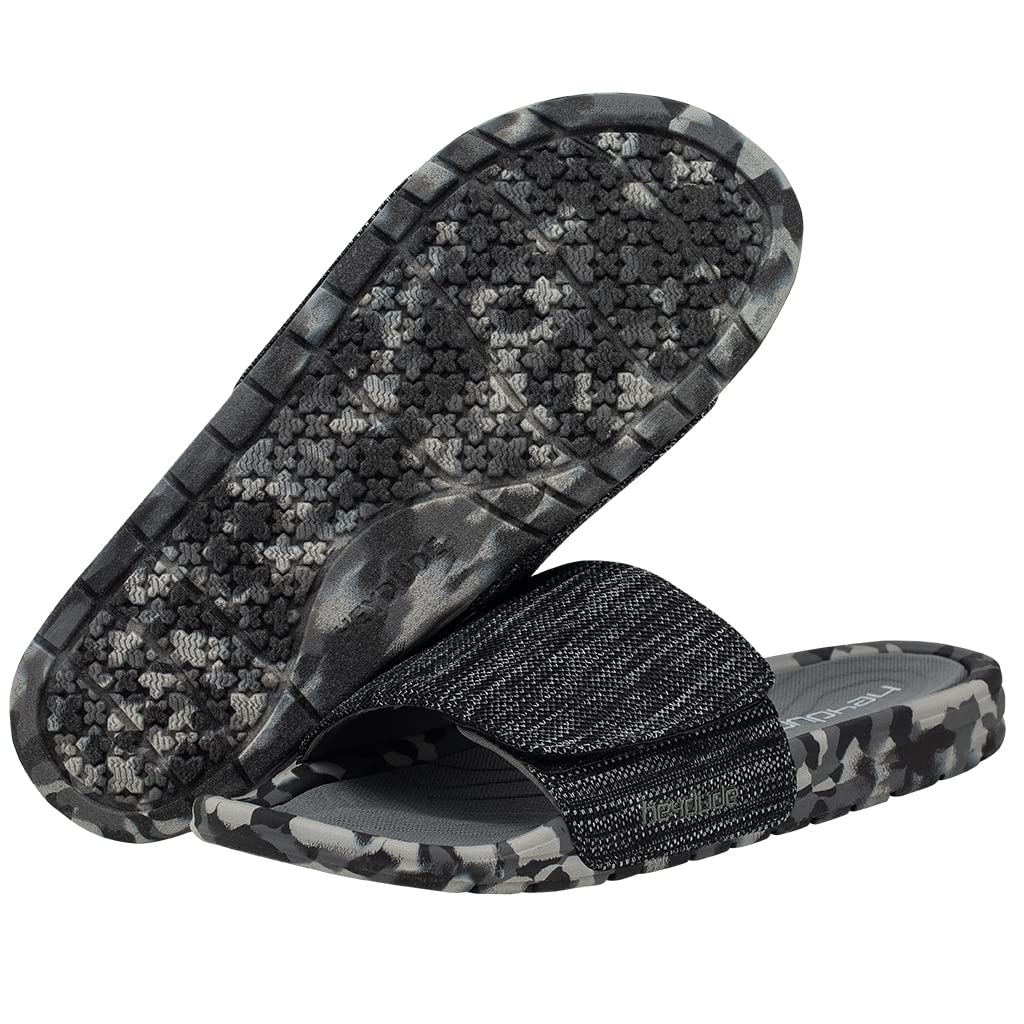 HEYDUDE Men's Phoenix Dark Quarry Camo Size 11 | Men’s Footwear | Men’s Slip On Sandals | Comfortable & Light-Weight