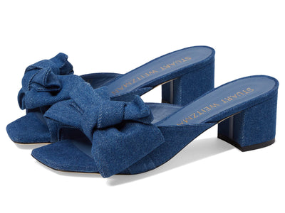 Stuart Weitzman Loveknot 50 Block Slide Indigo 8 B