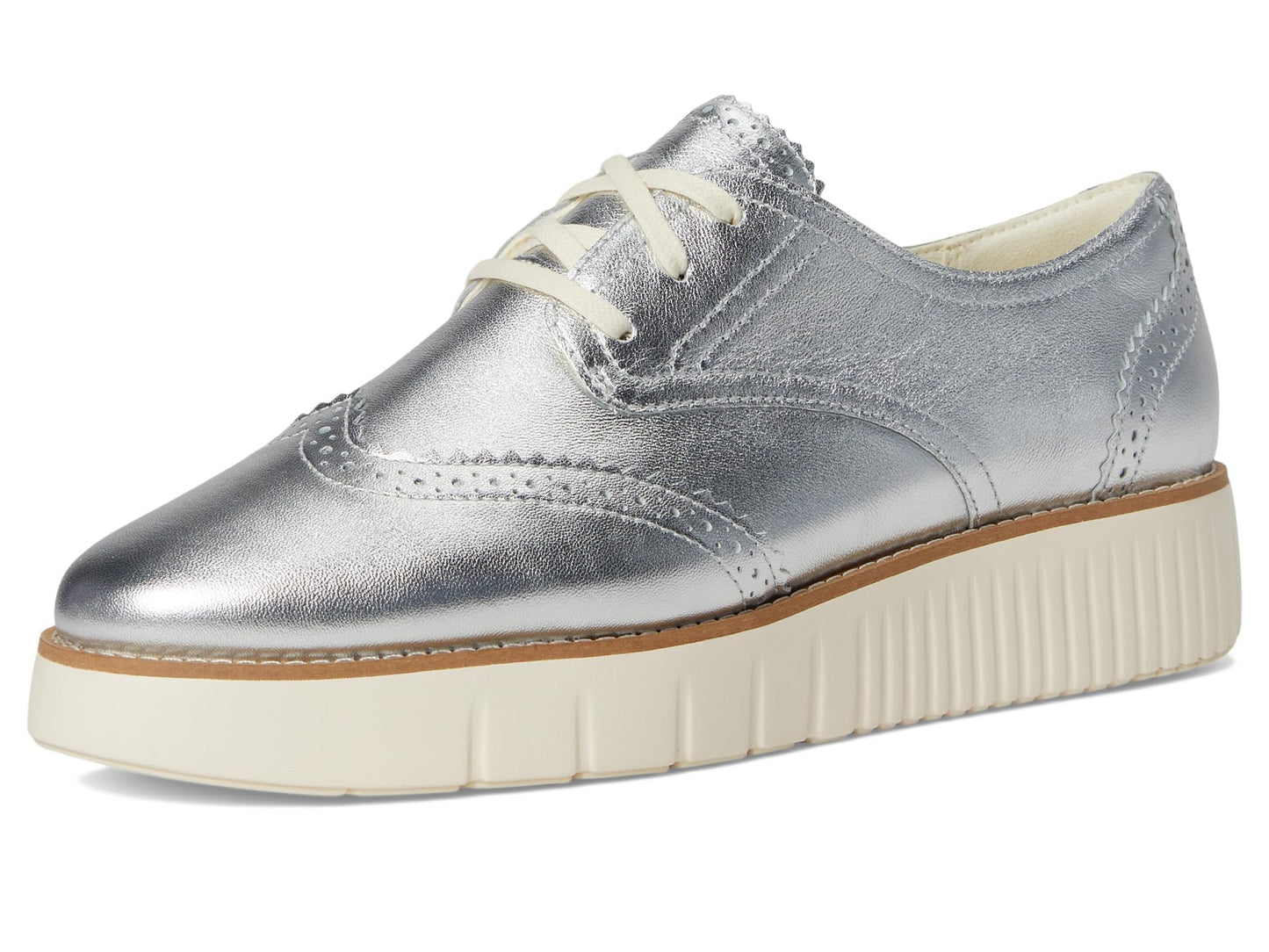 Cole Haan Womens Grand City Platform Oxford, Silver Talca/Ivory, 6 Medium