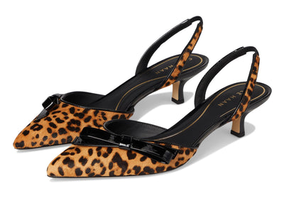 Cole Haan Womens Noella Bow Sling Pump, Leopard Print Haircalf, 8 Medium