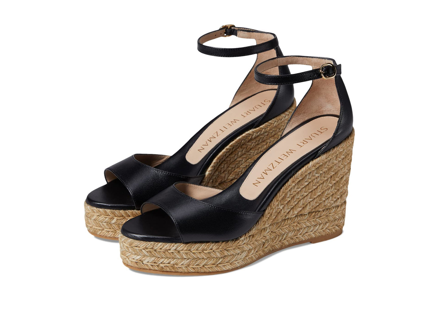 Stuart Weitzman Nudistcurve Espadrille Wedge Black 1 7 B