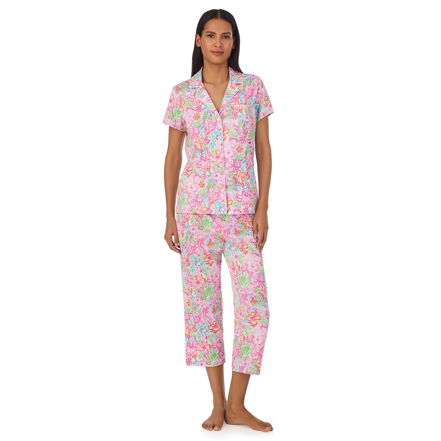 Lauren Ralph Lauren Women's Capri PJ Set Multi Floral Extra Large