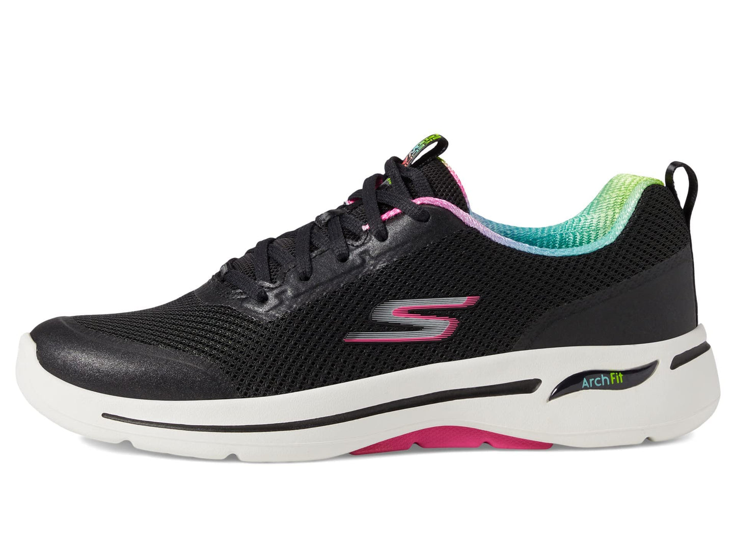 Skechers Go Walk Arch Fit - Fun Voyage Black/Hot Pink 8.5 B (M)