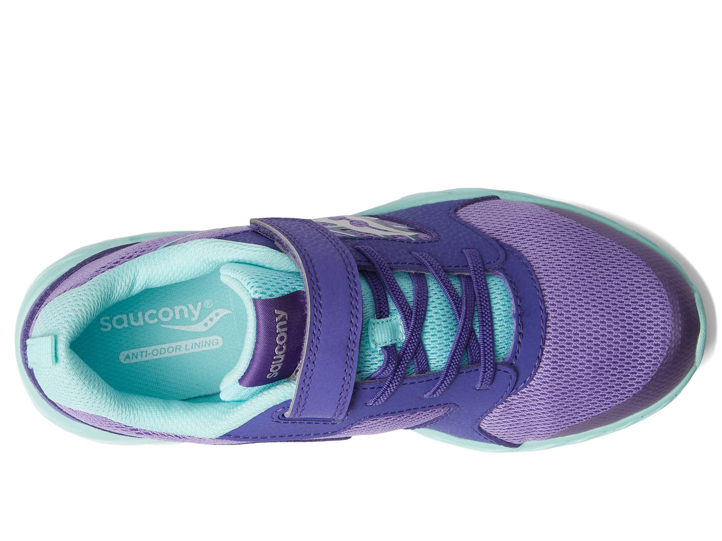 Saucony Wind Alternative Closure 2.0 Running Shoe, Purple/Turq, 4 US Unisex Big Kid