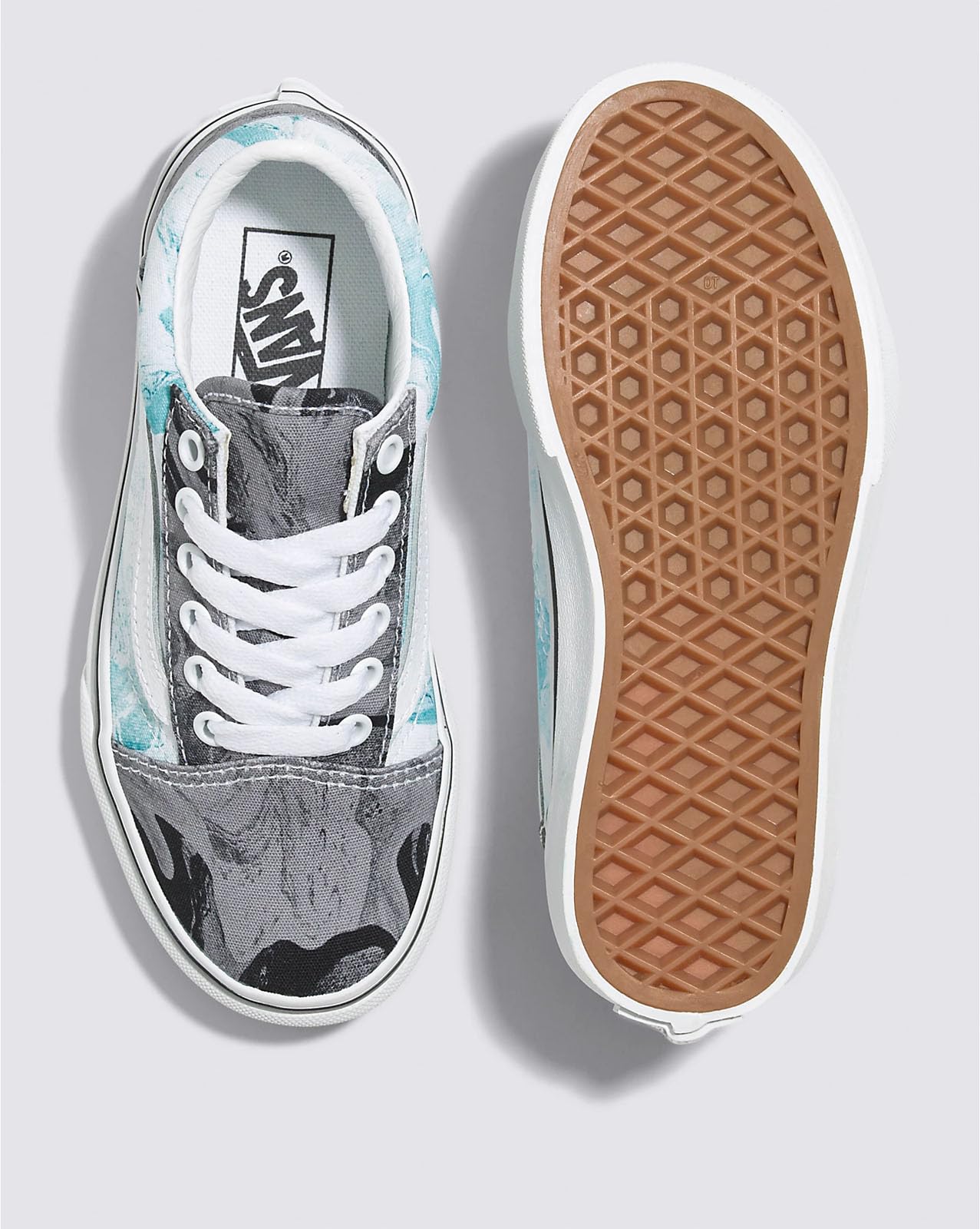 Vans - Kids Old Skool Shoes, Color Marble Black/Grey, Size: 2.5 M US Little Kid