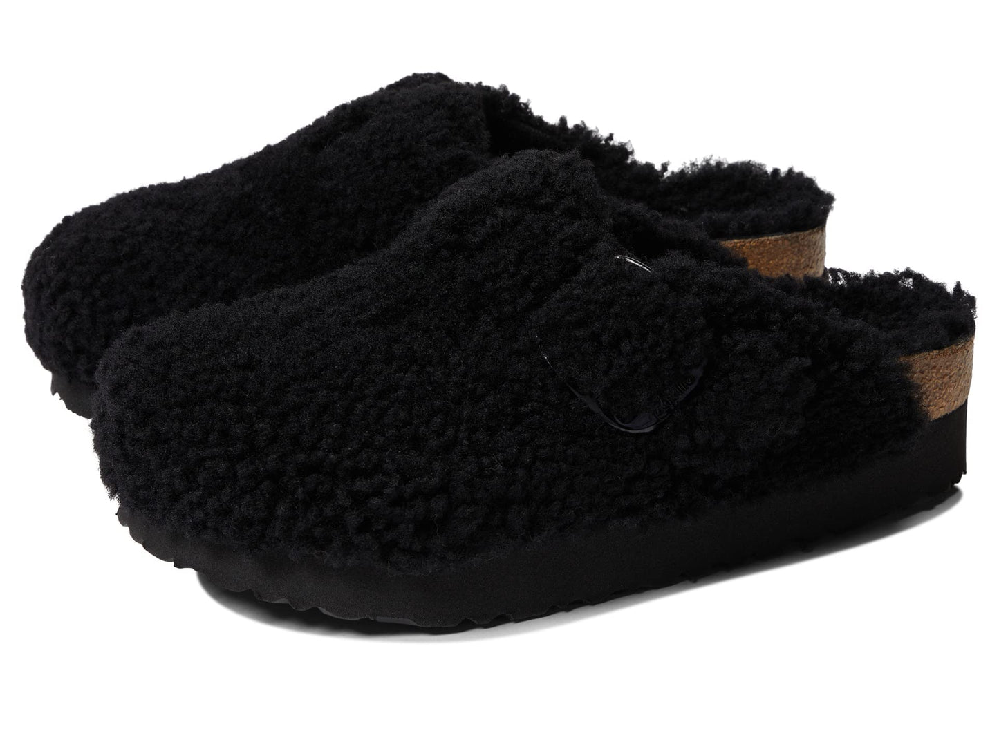 Birkenstock Women's Boston Big Buckle Teddy by Papillio, Black, 10 Medium US
