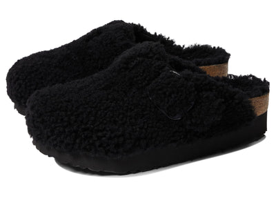 Birkenstock Women's Boston Big Buckle Teddy by Papillio, Black, 10 Medium US