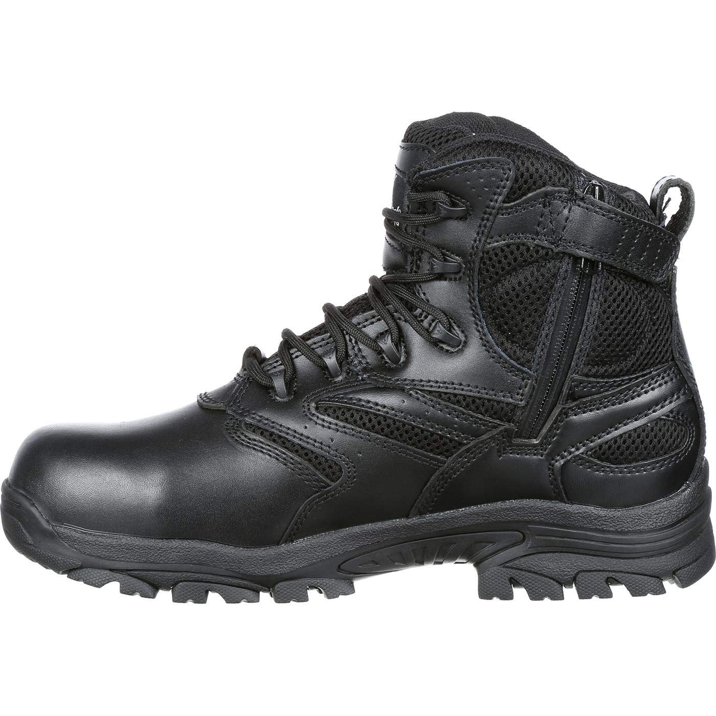 Thorogood 804-6190 Men's Deuce Series 6'' Waterproof Tactical Side-Zip Composite Safety Toe Shoe, Black - 6 W