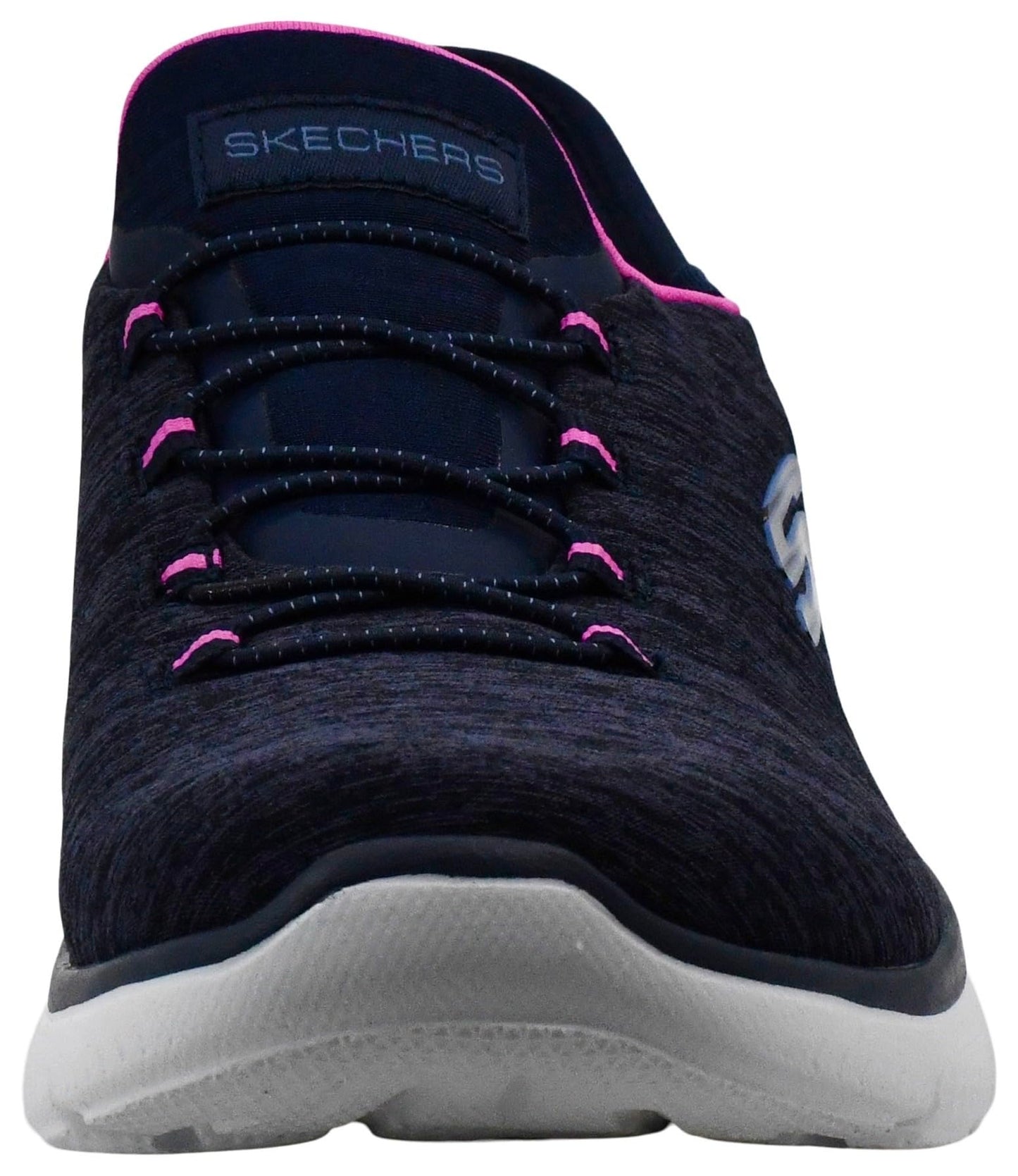 Skechers Women's Hands Free Slip-Ins Summits Dazzling Haze Sneaker, Navy/Hot Pink, 7 M US