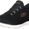 Skechers Women's Hands Free Slip-ins Summits Classy Night Sneaker, Black Rose Gold, 6.5 Wide