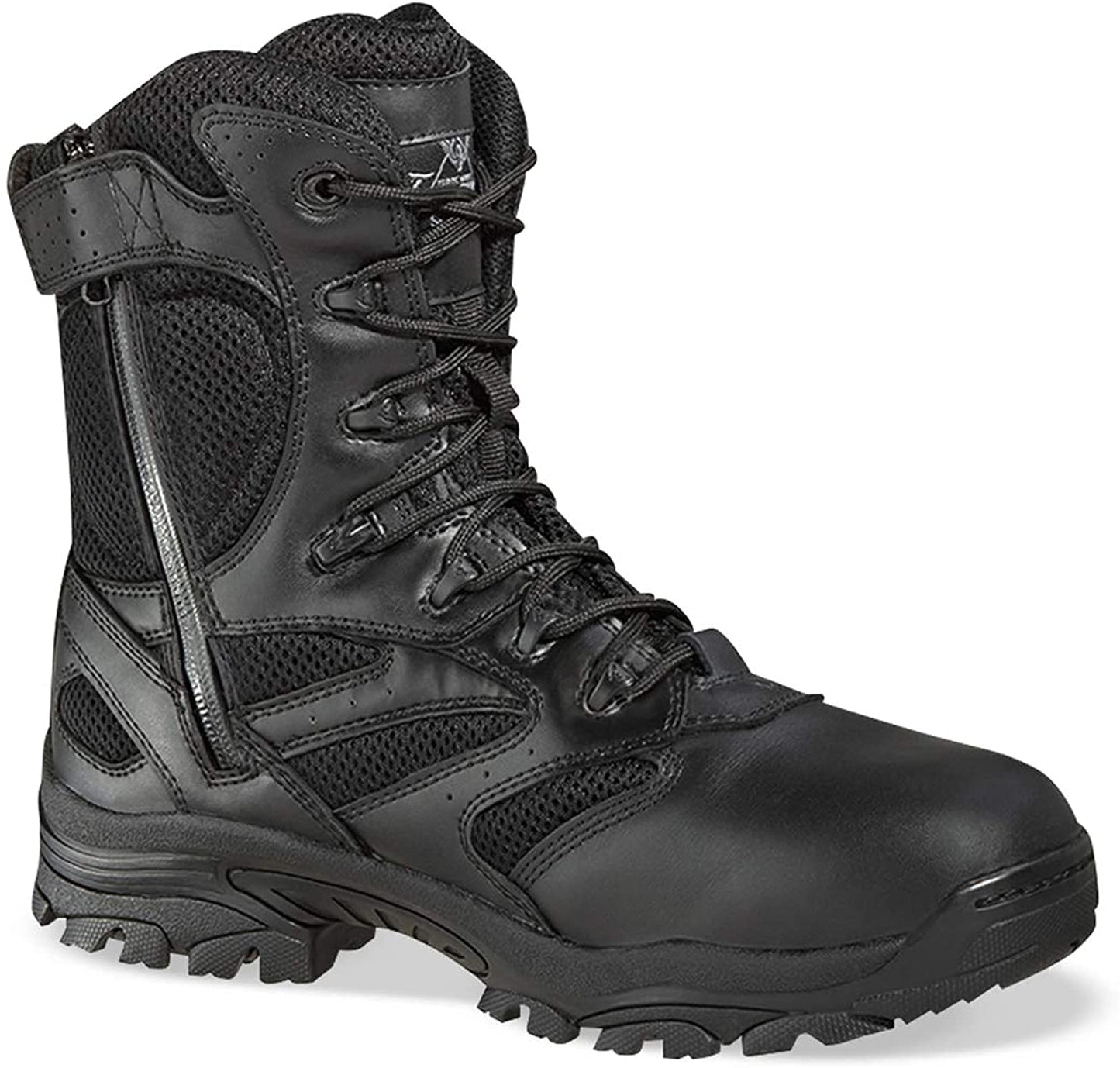 Thorogood Unisex Deuce 8" Waterproof Side-Zip Black Tactical Boots with Composite Safety Toe, Full-Grain Leather, and Slip-Resistant Outsole, BBP Rated, Black - 8.5 M