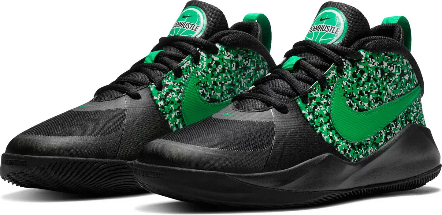 Nike Team Hustle D 9 DIGI (GS) Kids Sneaker DC1992 001 Size 4.5 Youth Black/Green