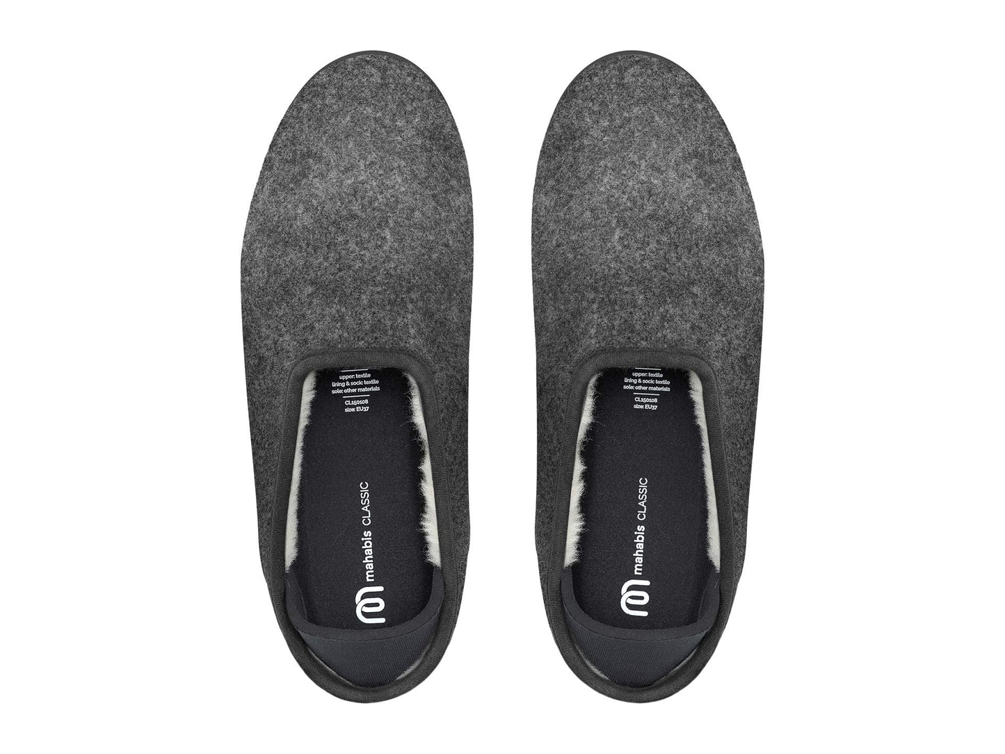mahabis Classic Slipper Larvik Dark Grey/Skien Black 45 (US Men's 11-11.5) Medium