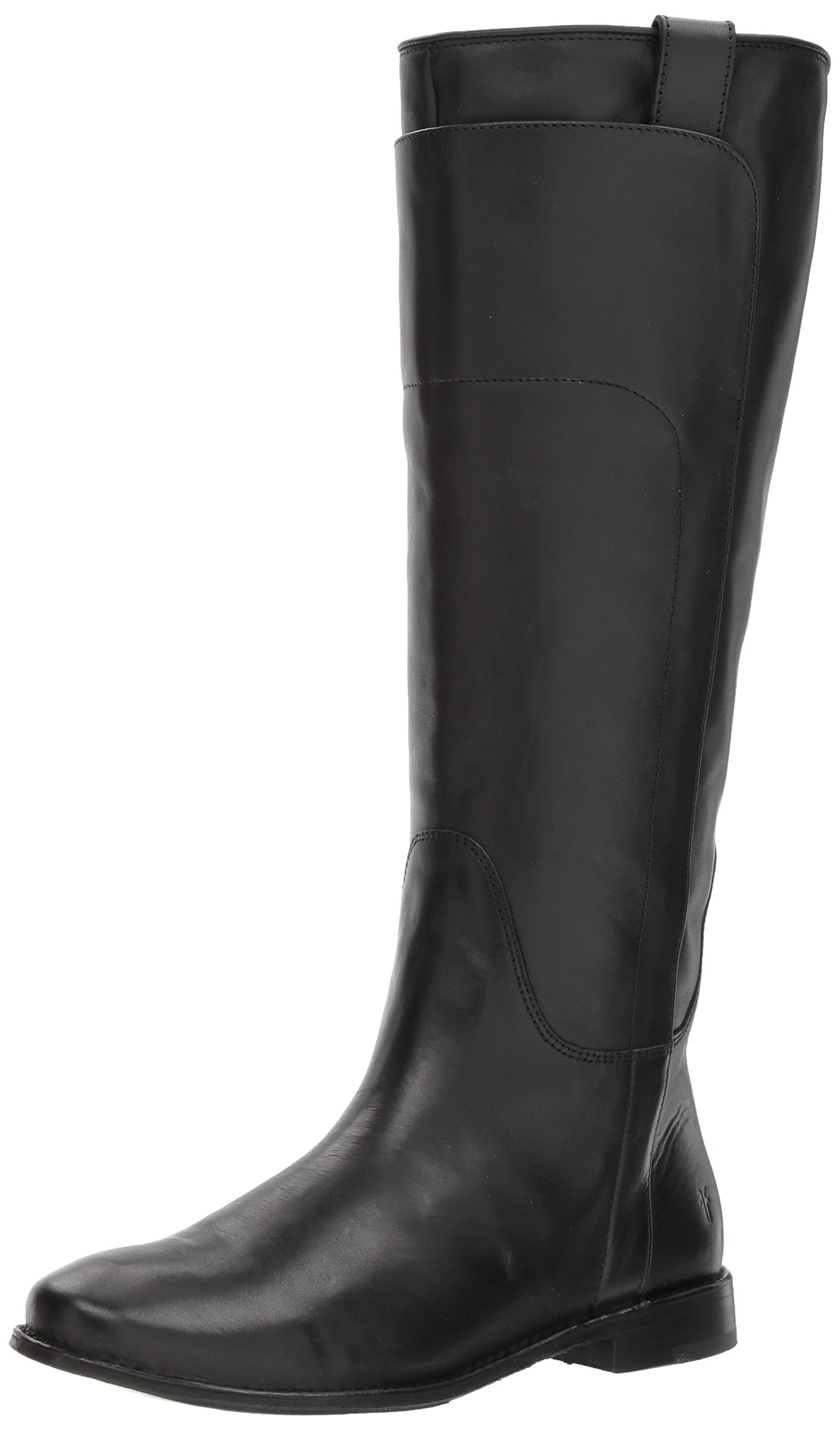 Frye Paige Tall Riding Boots for Women Made from Antiqued Italian Leather with Overlapping Front Panels, Stacked Leather Heel, and Leather Outsole – 16” Shaft Height, Black - 7 M
