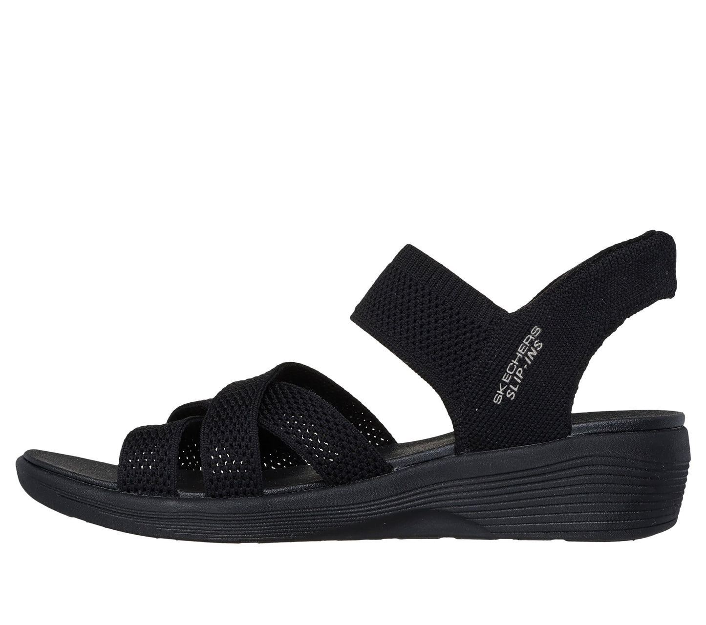 Skechers Women's ARYA - VERY DEMURE Hands Free Slip-Ins, Stretch Cross Band Sling Back, Black/Black, 9M