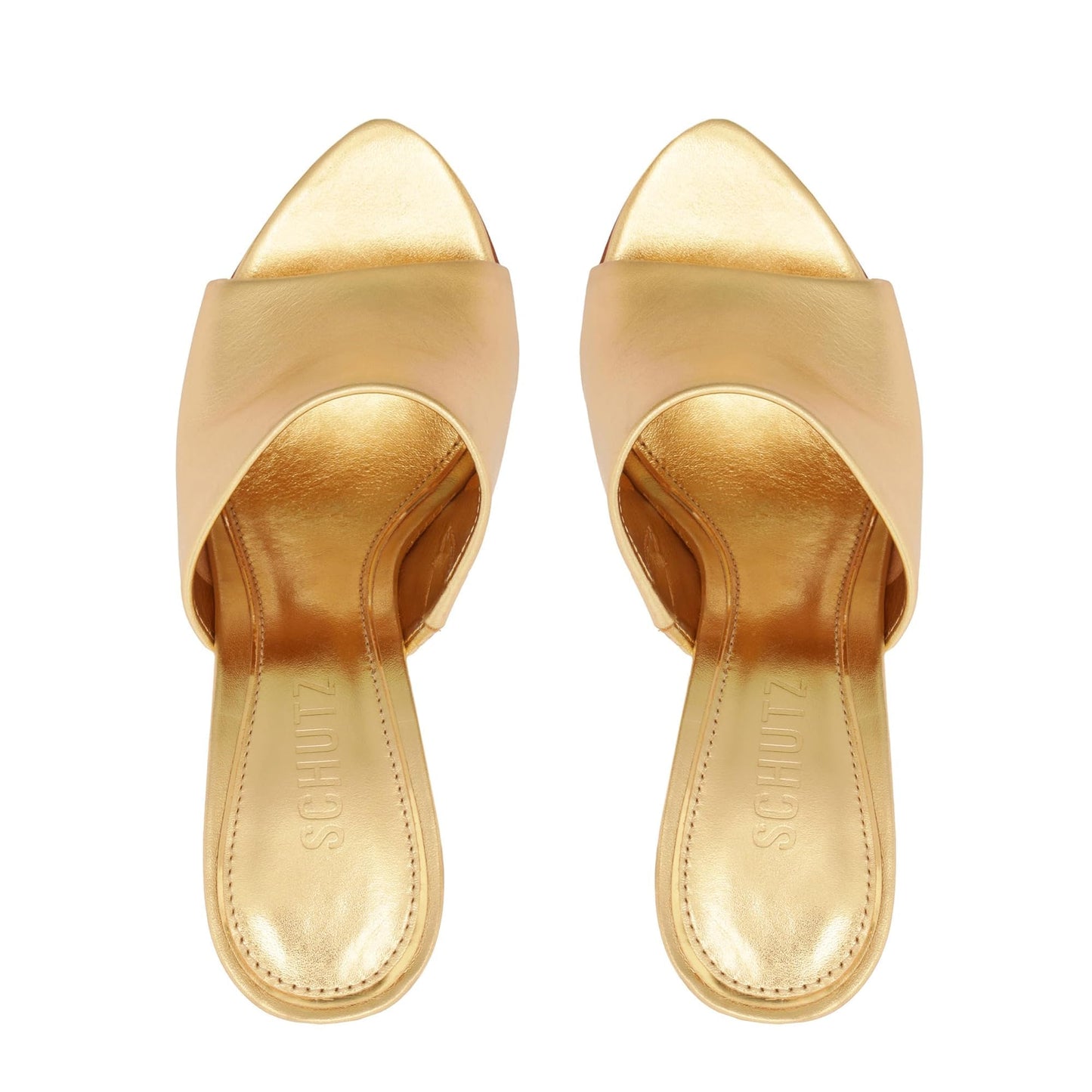 SCHUTZ Women's Aprill Wedge Sandal, Ouro Claro, 7.5